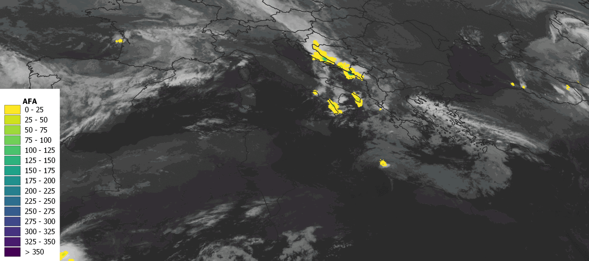 Animation over Europe and northern Africa